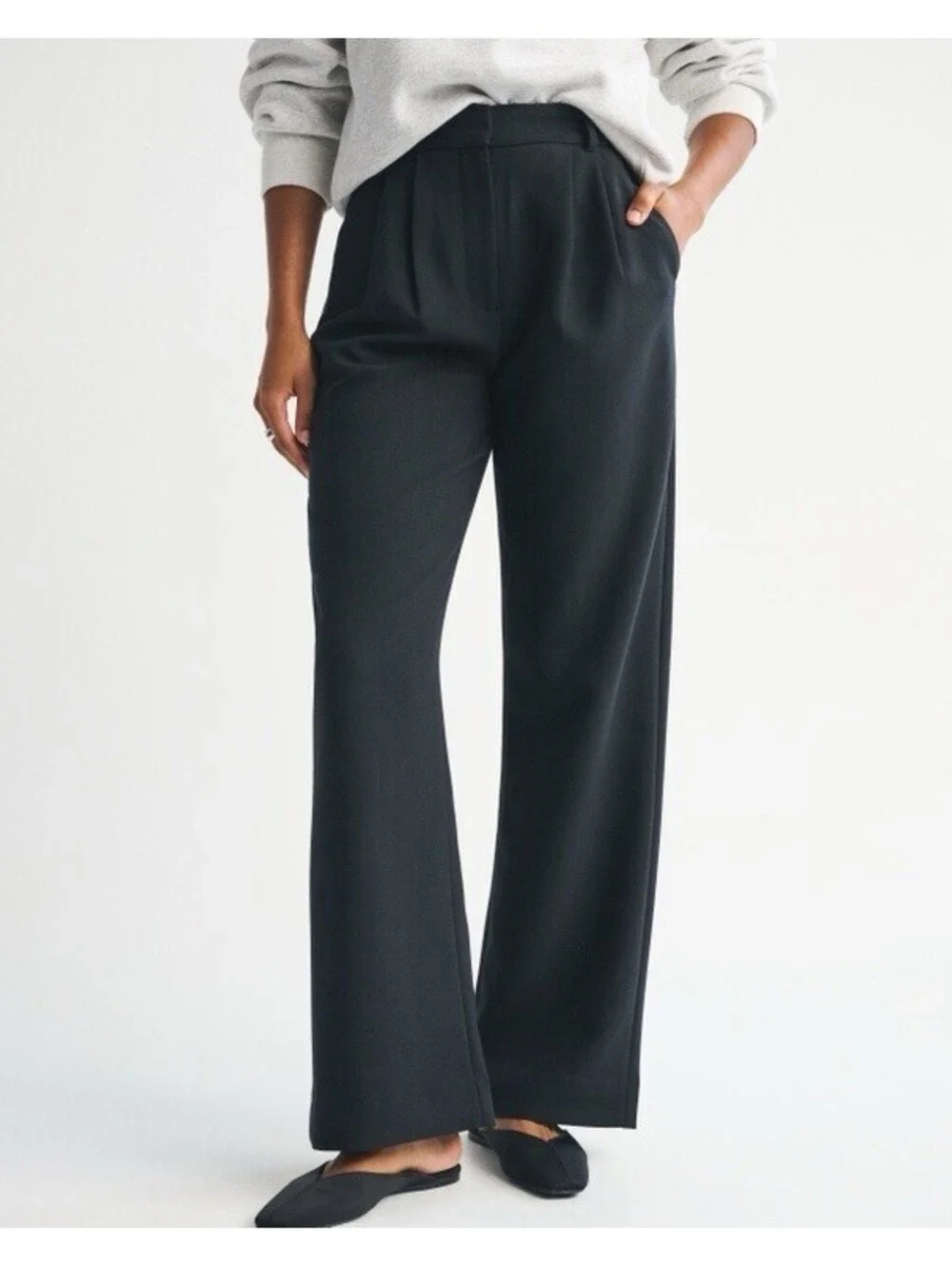 Abercrombie Curve Love A&F Sloane Tailored Wide Leg Pant Size 29 Long Office EUC - Picture 1 of 6